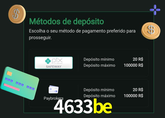 O cassino 4633be oferece uma grande variedade de métodos de pagamento